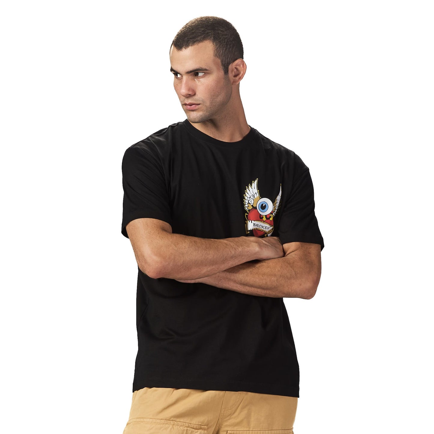 Broken Black Oversized Printed T shirt