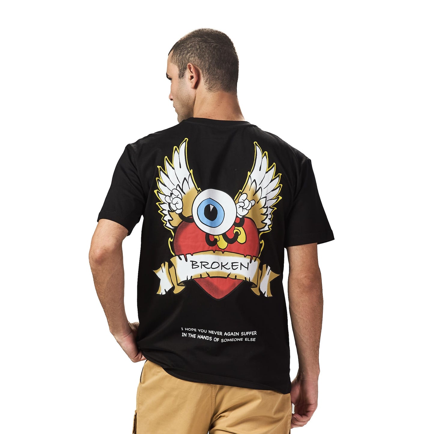 Broken Black Oversized Printed T shirt