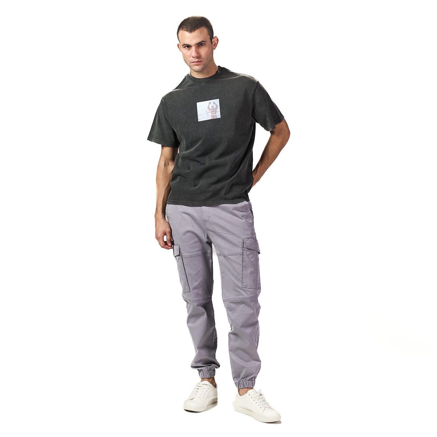 Mohammed Ali dark grey washed oversized t shirt