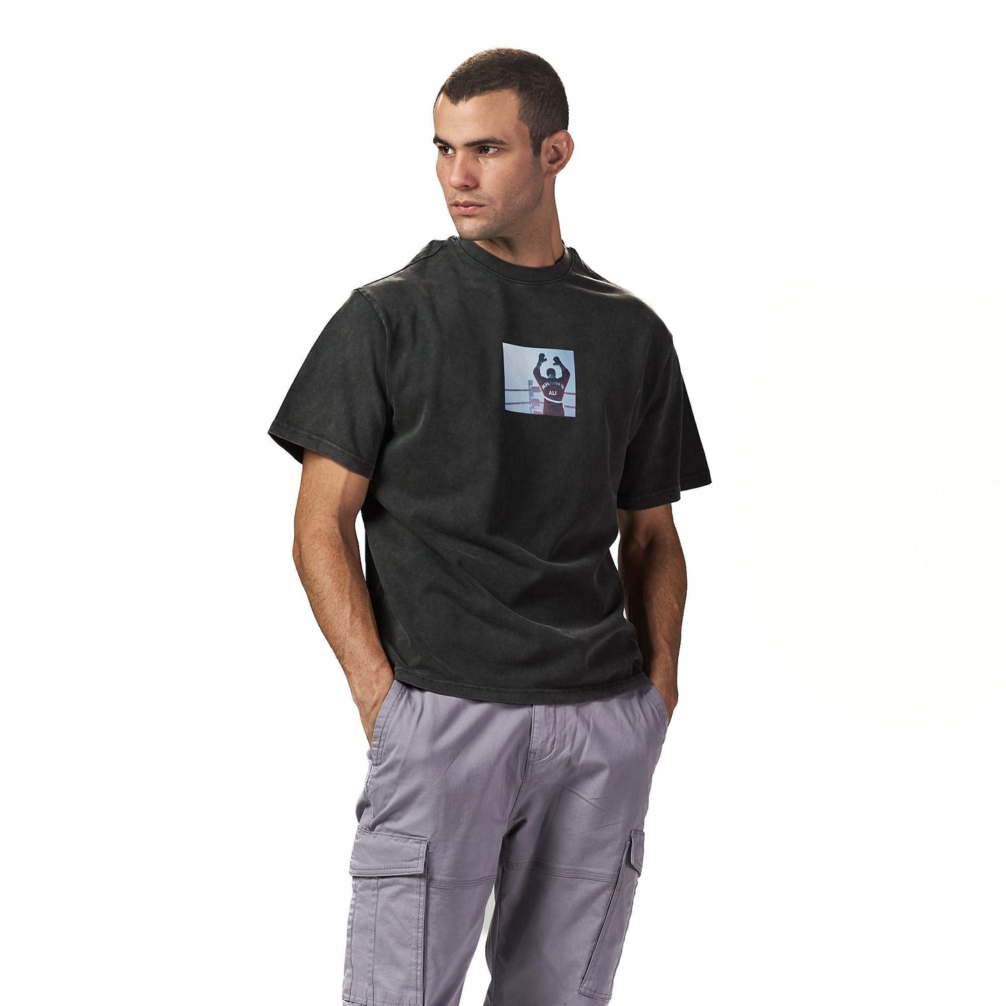 Mohammed Ali dark grey washed oversized t shirt
