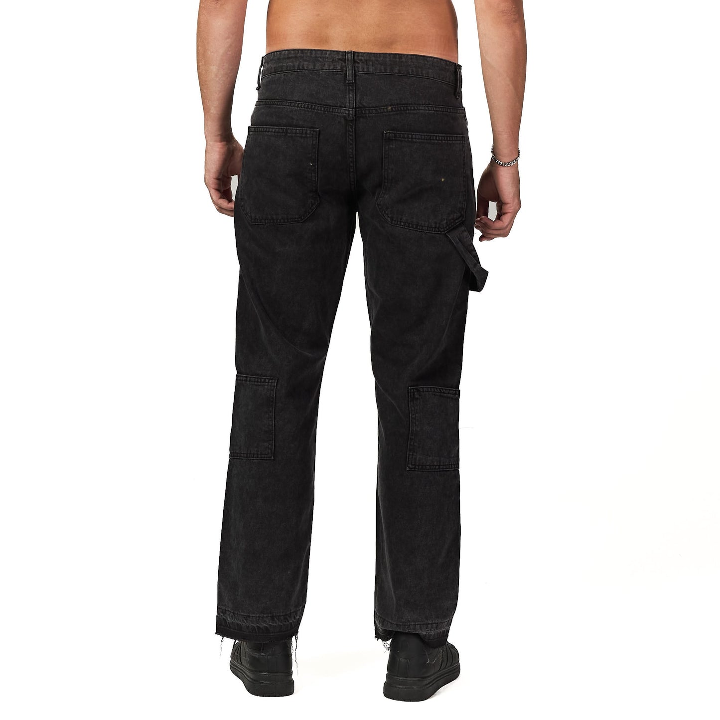 White dots black jean