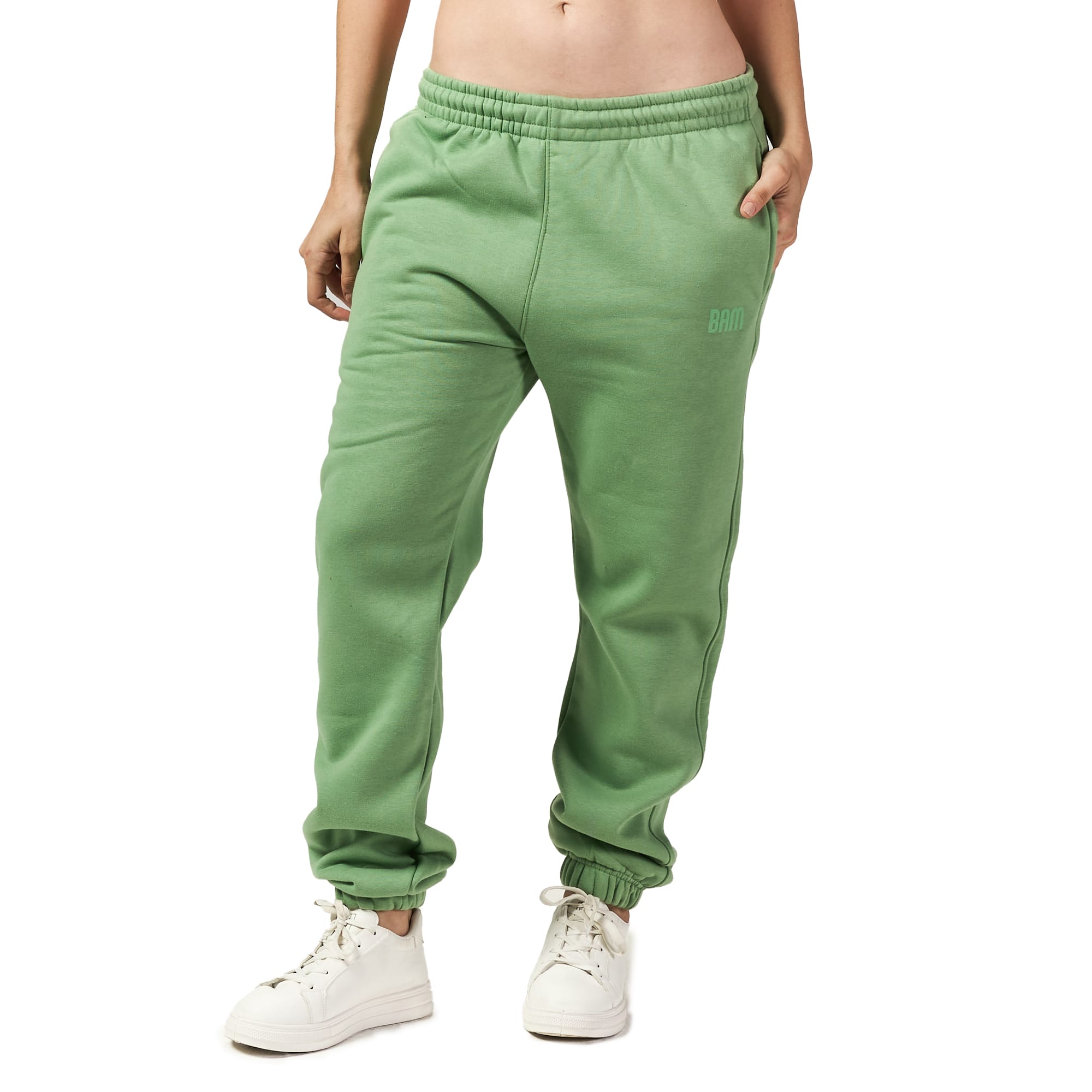 Women Green Heavy Melton Sweatpant