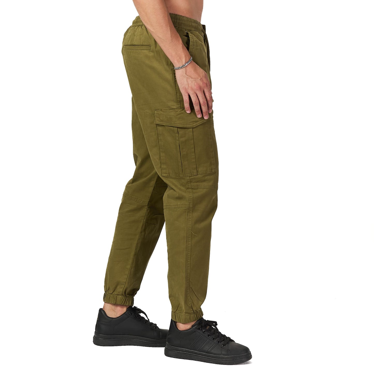 Olive elastic cargo pant