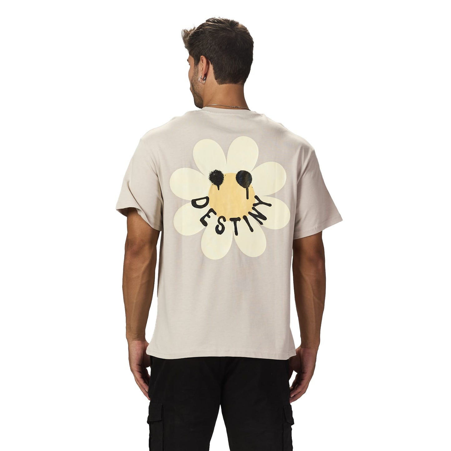 Destiny beige oversized printed t shirt