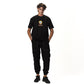 You are inside black oversized printed t-shirt