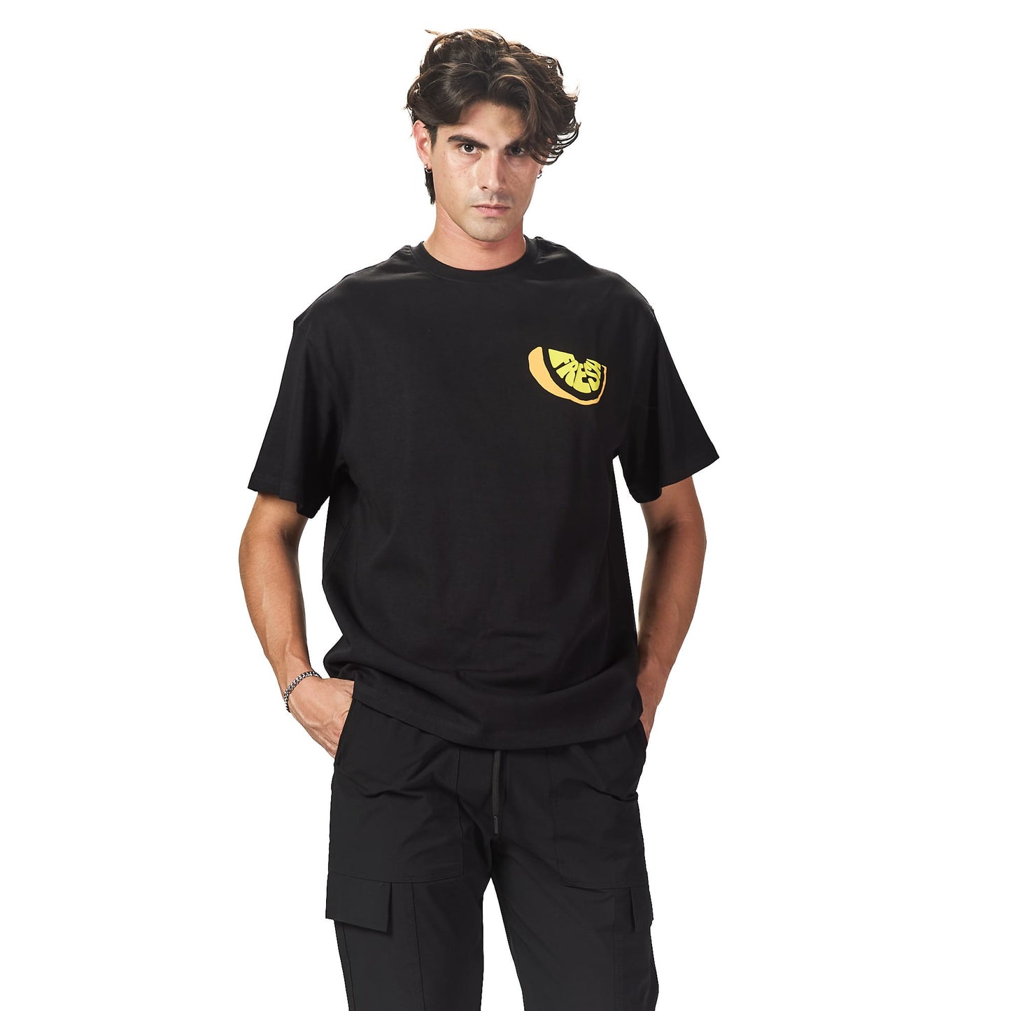 Fresh black oversized printed t shirt