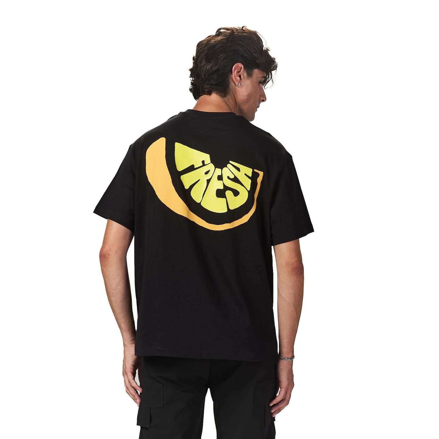 Fresh black oversized printed t shirt