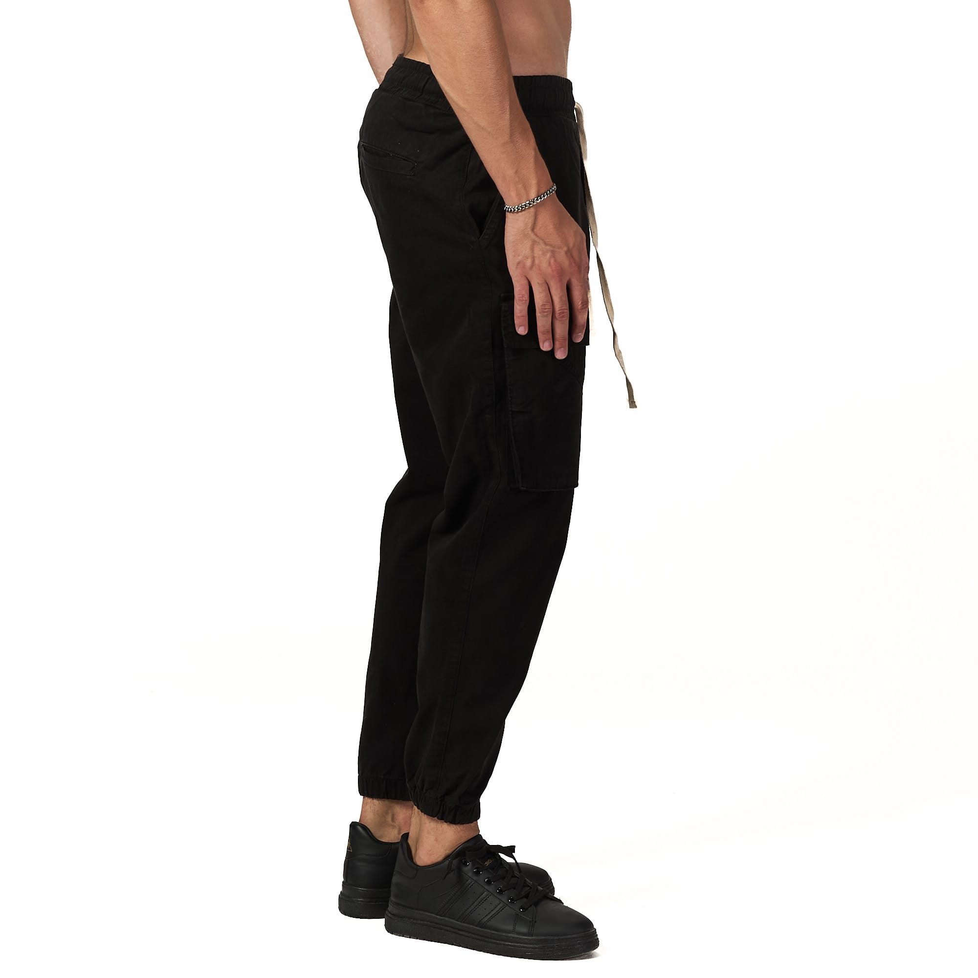Black long rope baggy pant