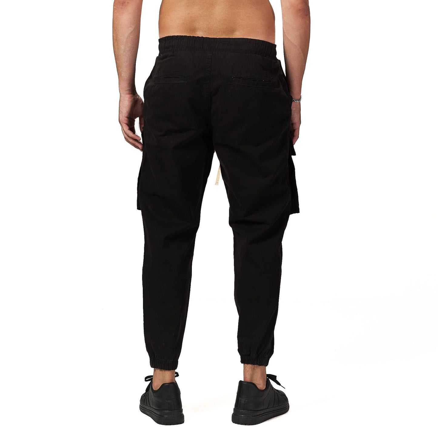 Black long rope baggy pant