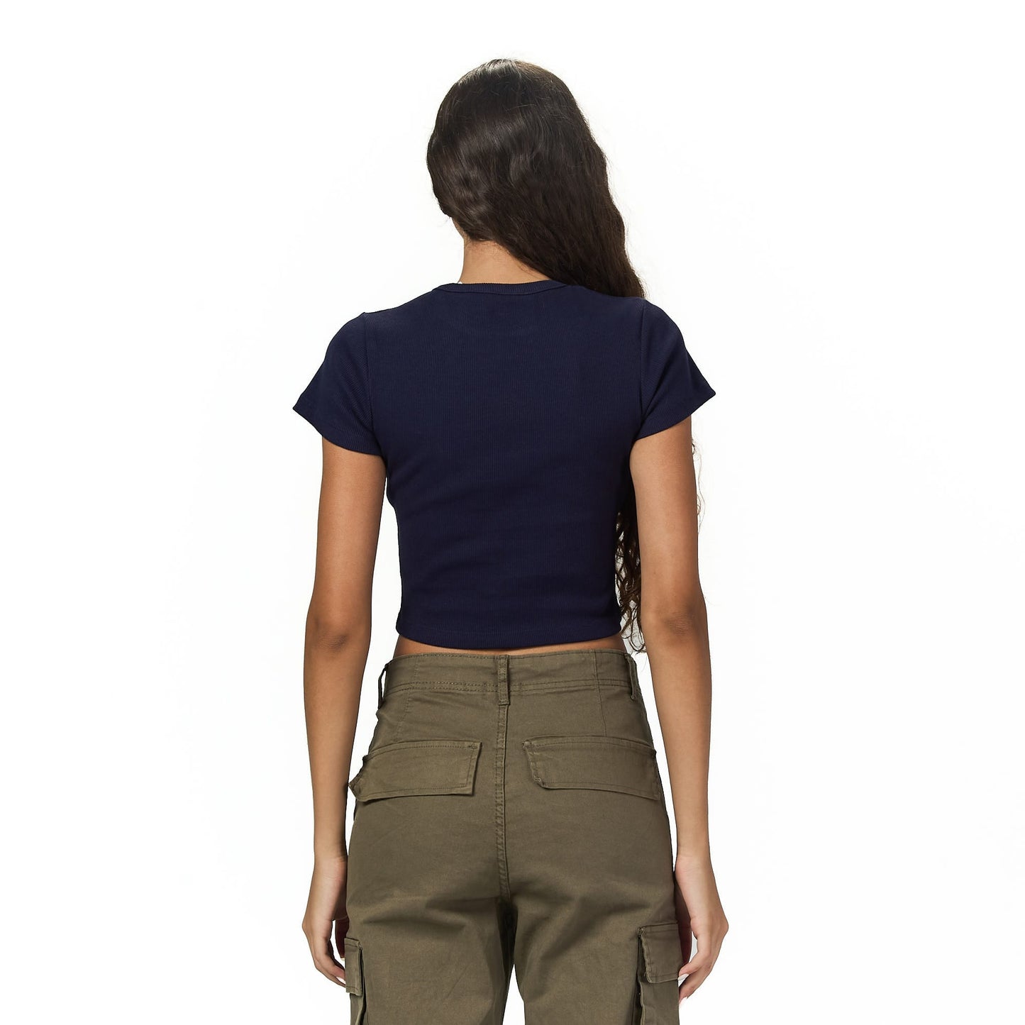 Dark blue ribbed short Sleeveless basic body