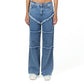 Blue scratched wide leg jeans