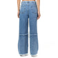 Blue scratched wide leg jeans