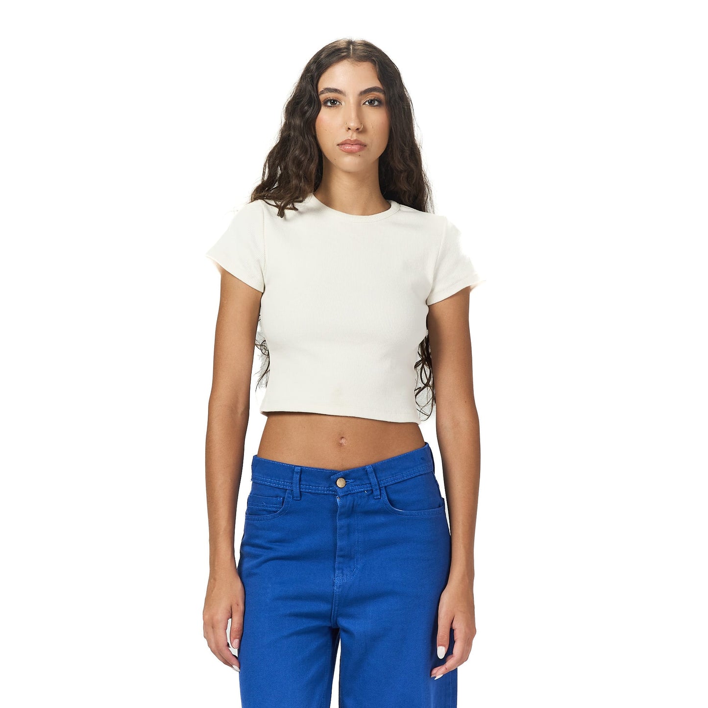 White ribbed short Sleeveless basic body