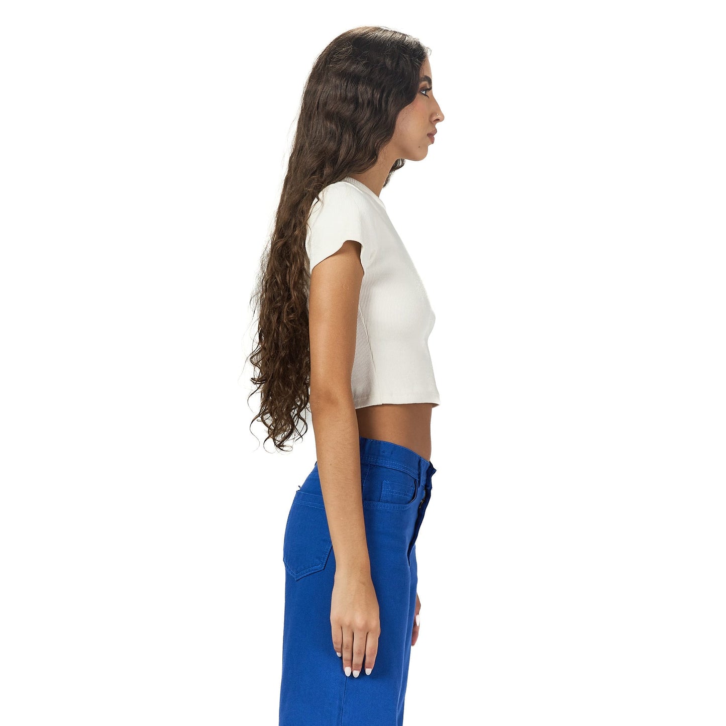 White ribbed short Sleeveless basic body