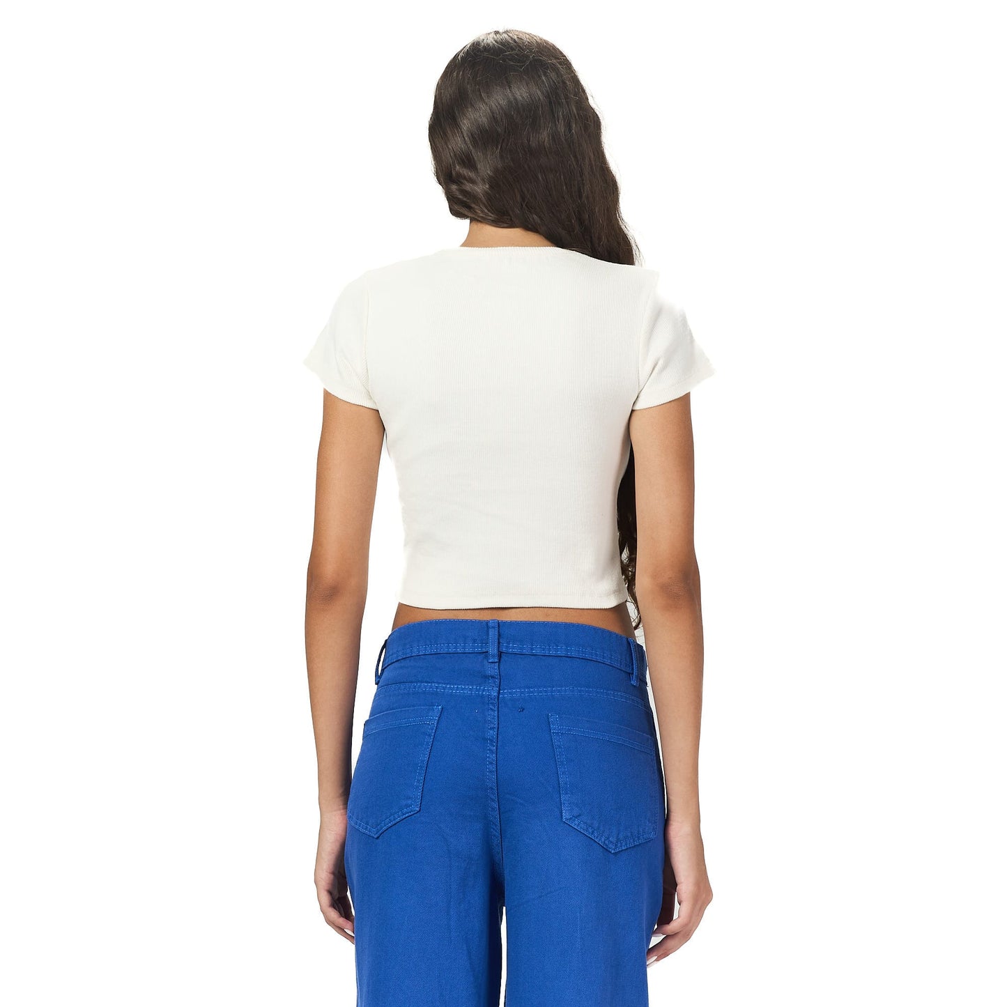 White ribbed short Sleeveless basic body