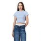 Sky blue ribbed short Sleeveless basic body