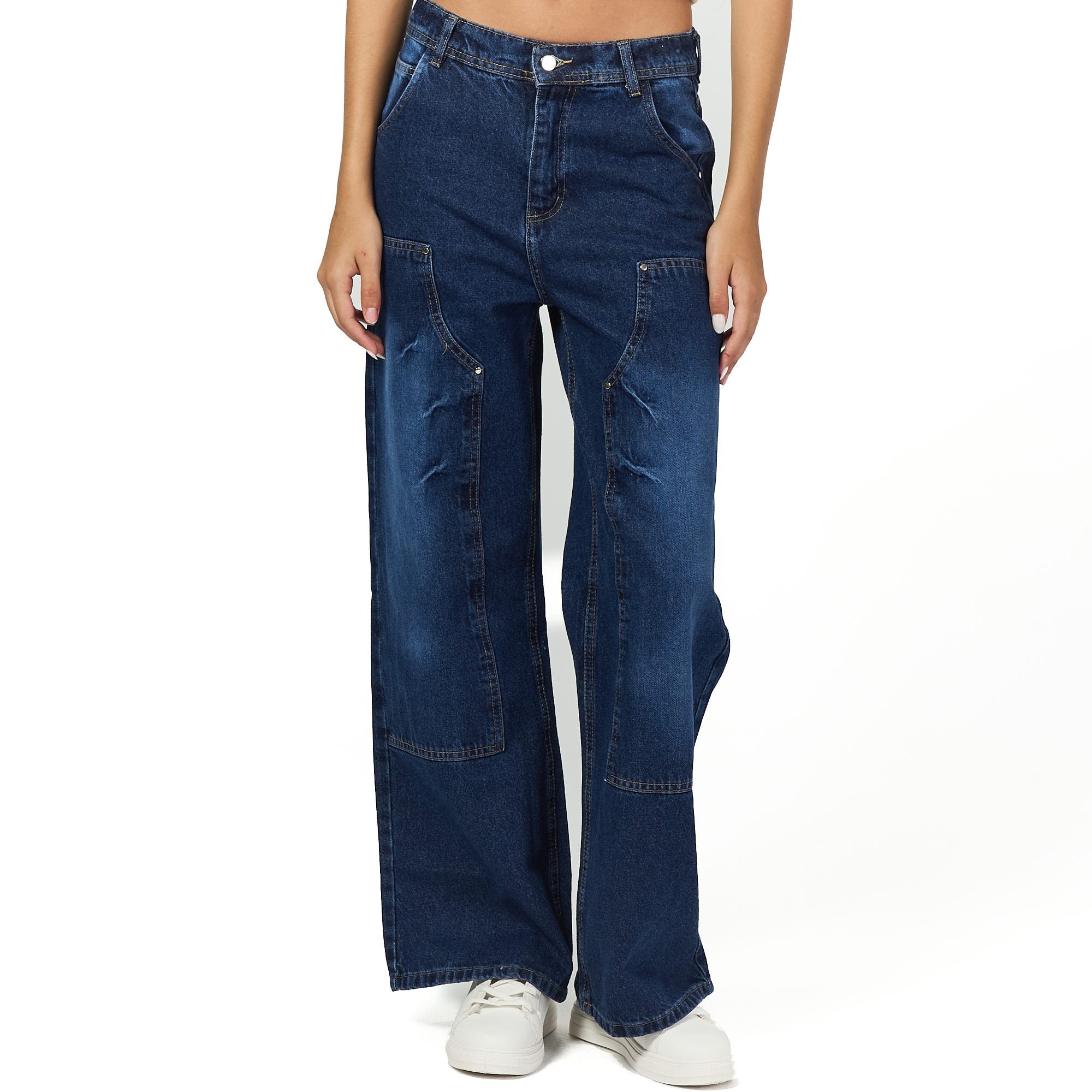 Dark blue front cut jean