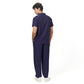 Dark blue summer linen set