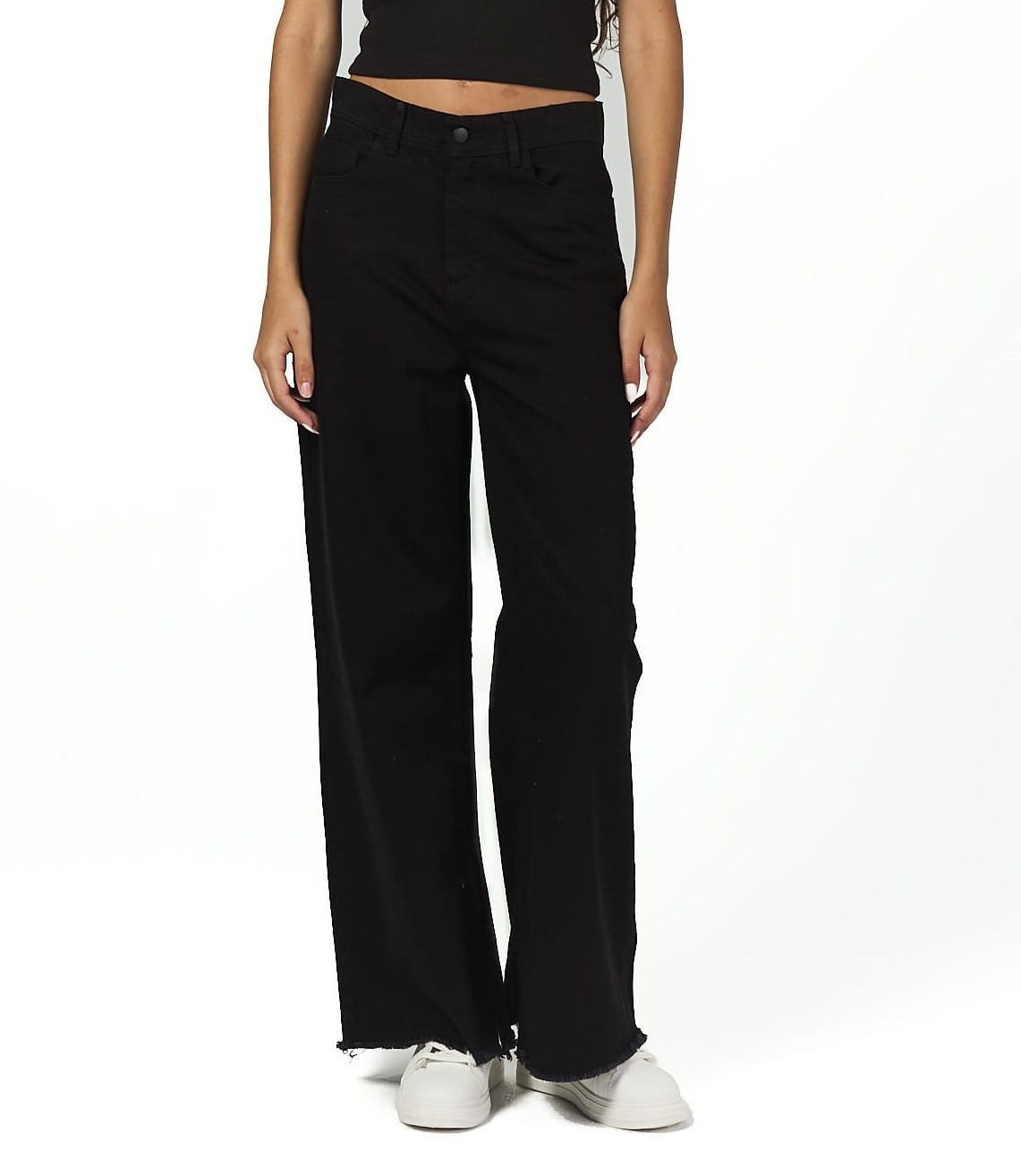 Black wide leg cargo pant