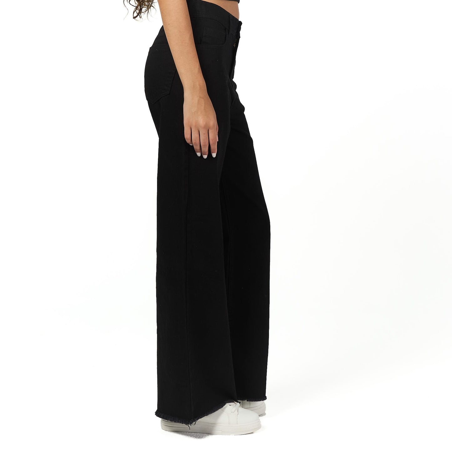 Black wide leg cargo pant