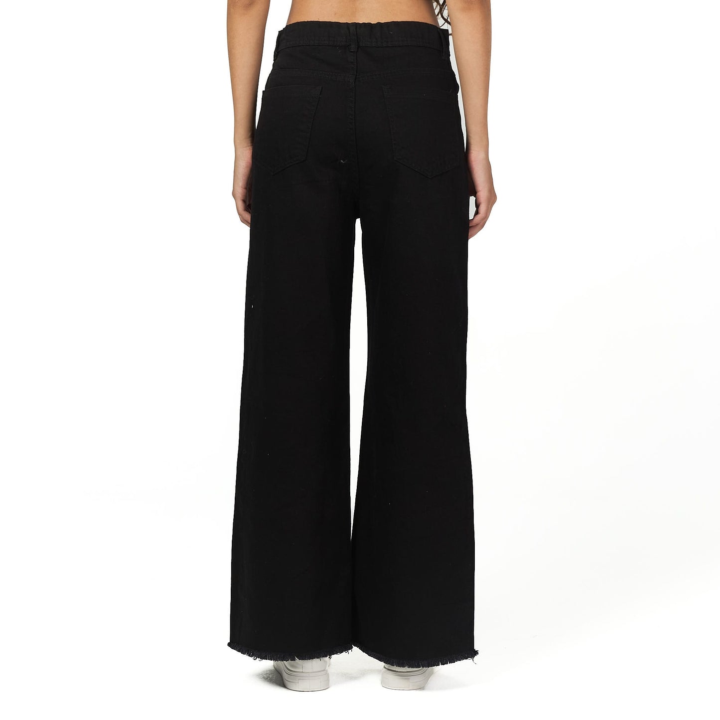 Black wide leg cargo pant