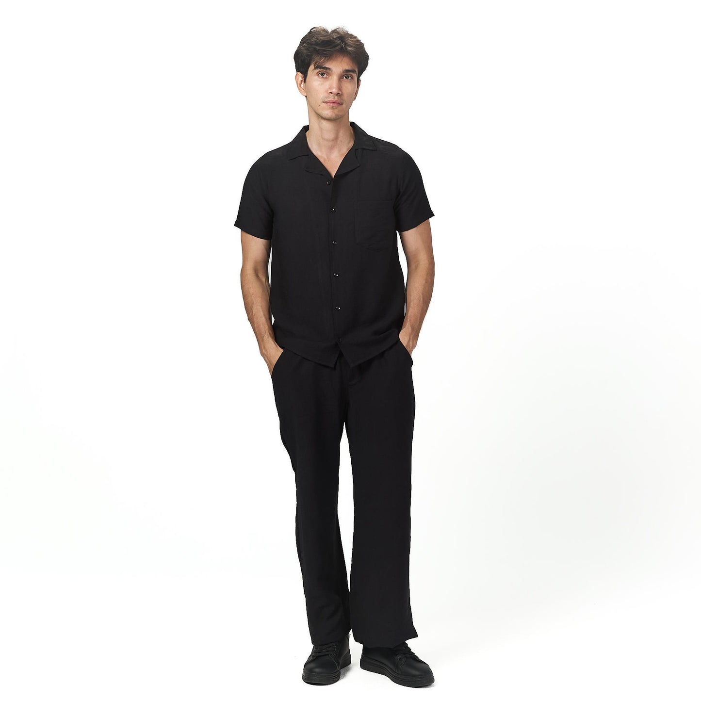 Black summer linen set