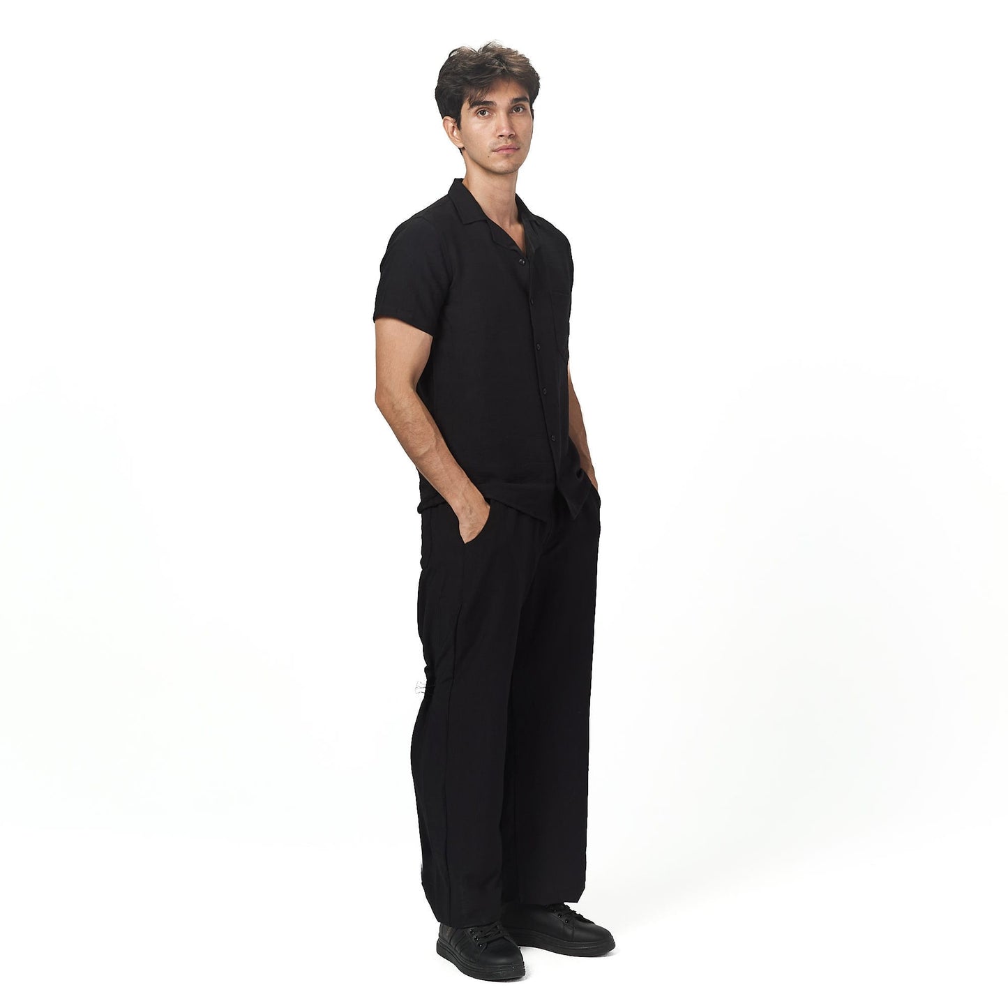 Black summer linen set