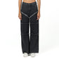 Dark grey scratched wide leg jeans