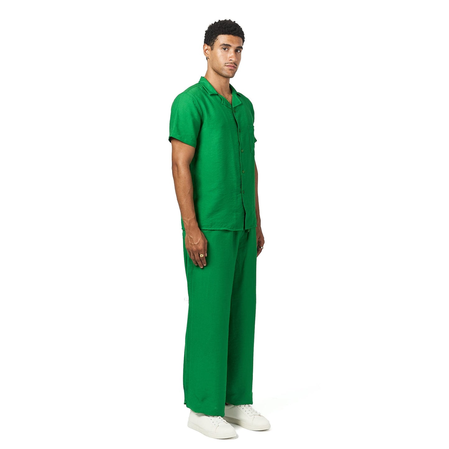 Green summer linen set