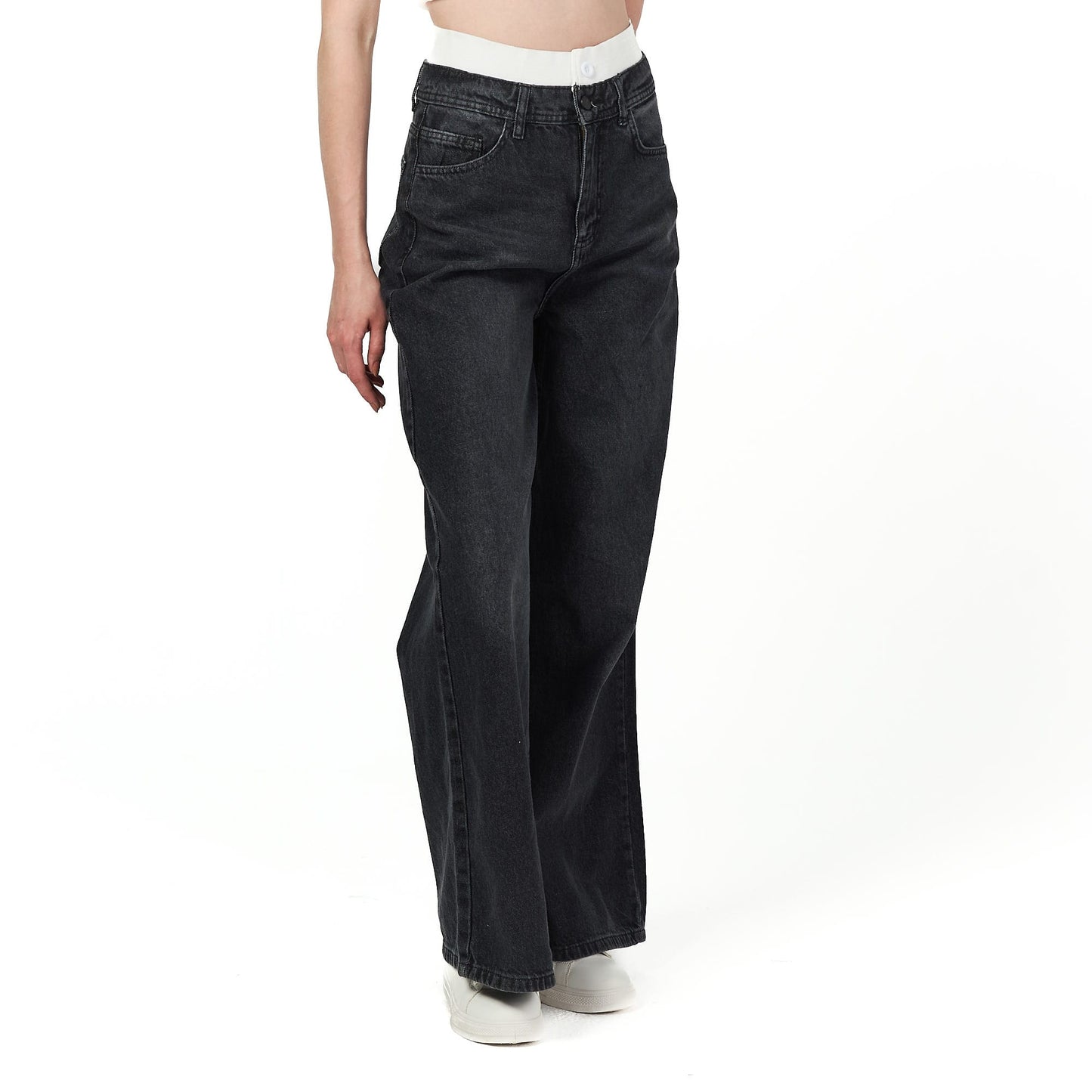 Dark grey wide leg jeans