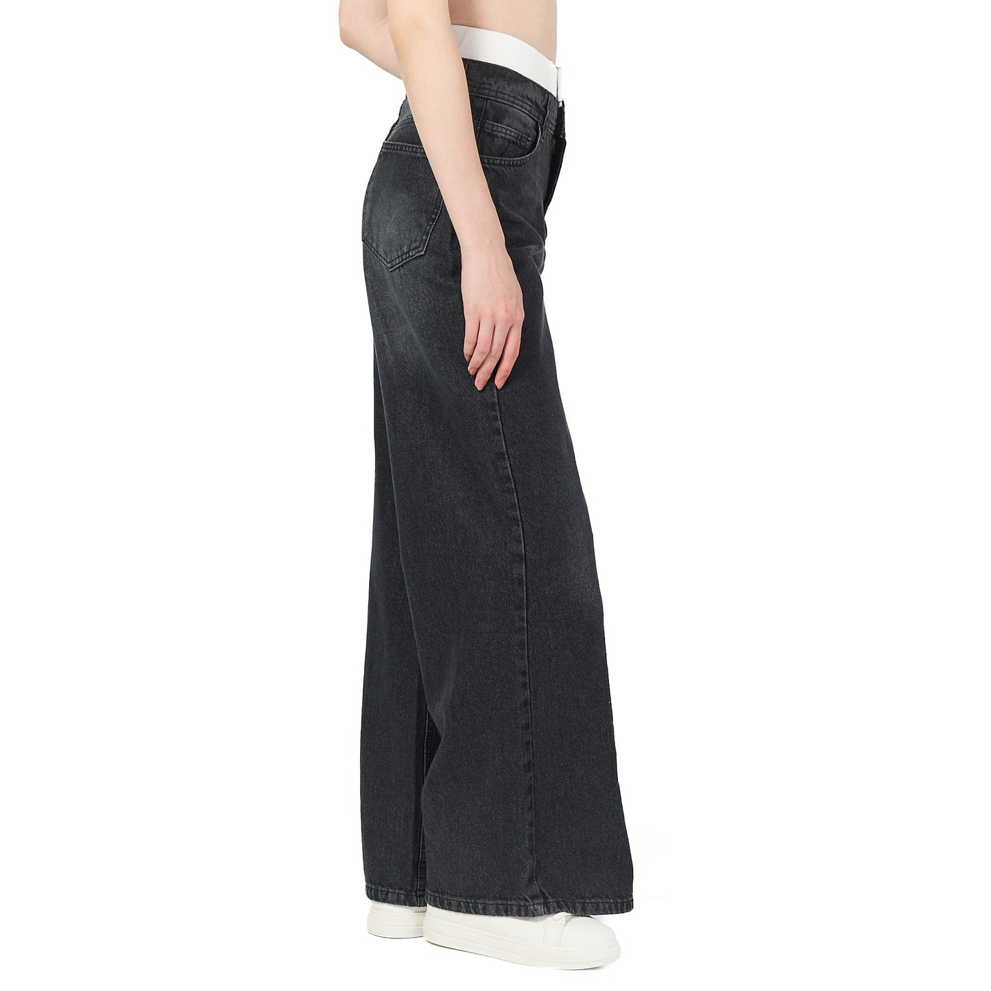 Dark grey wide leg jeans