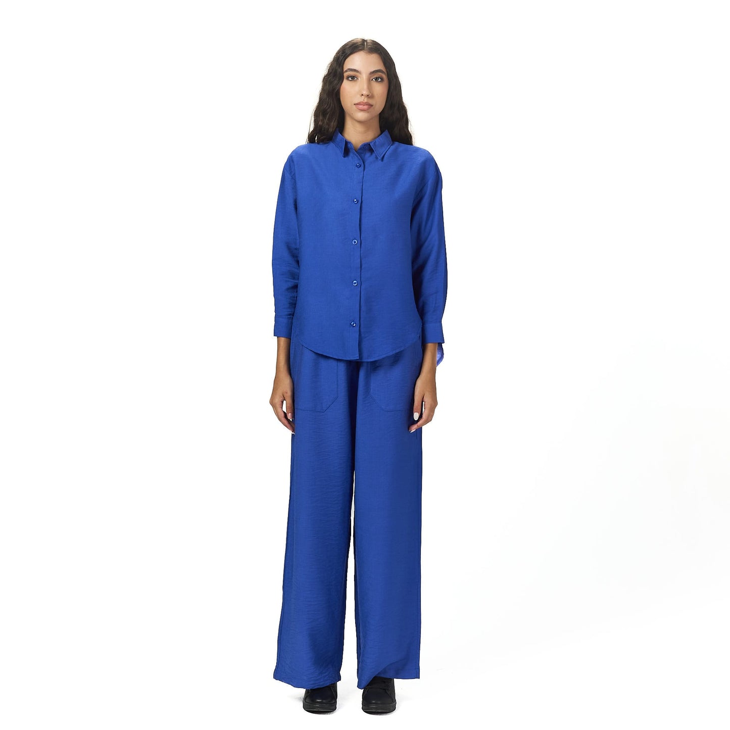 Blue summer linen outfit