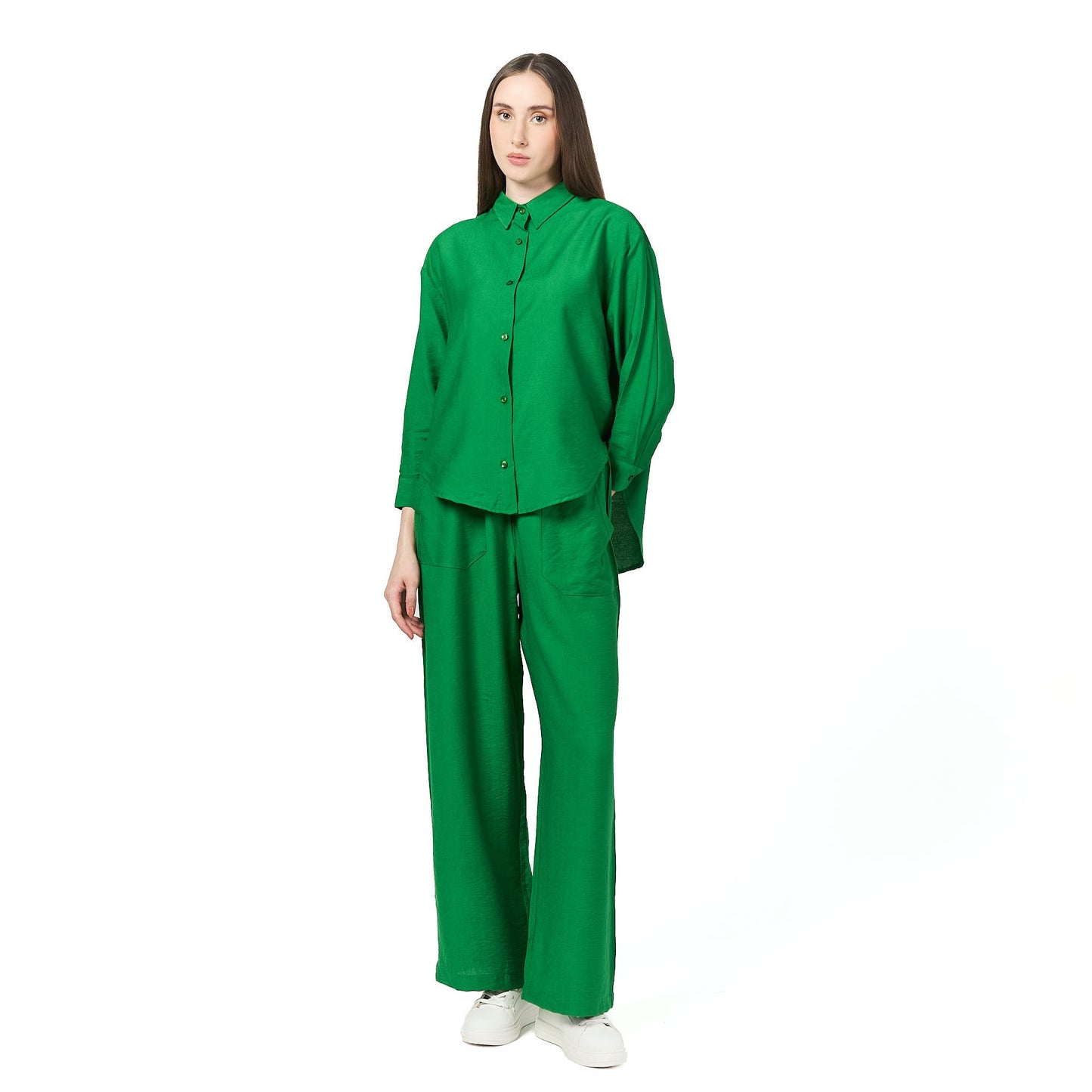 Dark green summer linen outfit