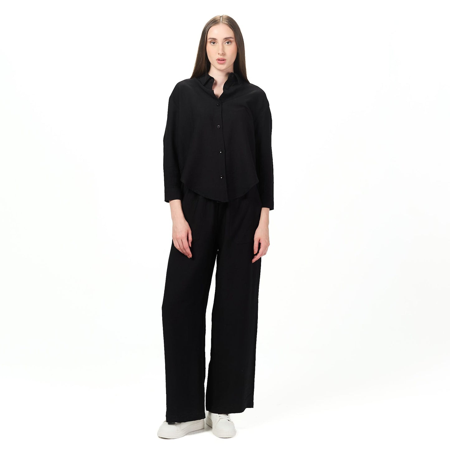 Black summer linen outfit