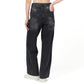 Black front cut jean