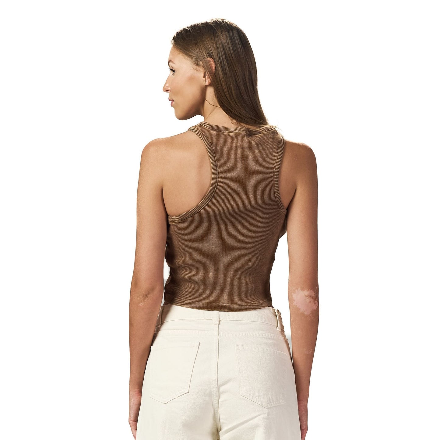 brown washed sleeveless X body