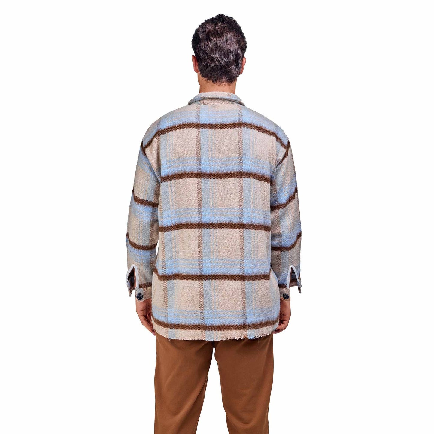 Vintage and Wool Plaid Jacket Zipped Beige brown