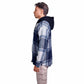 White Hoodie Checkered plaid jacket black white wide striped